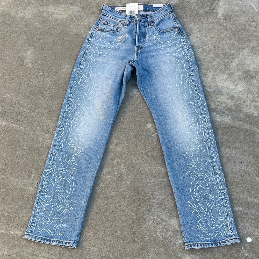 NWT Levi’s x Beyonce 501 Curve Jeans in Western Crystal - Dark Wash